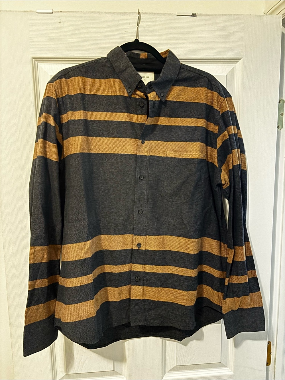 Billy Reid Men's Striped Button-Down Shirt in Black and Brown
